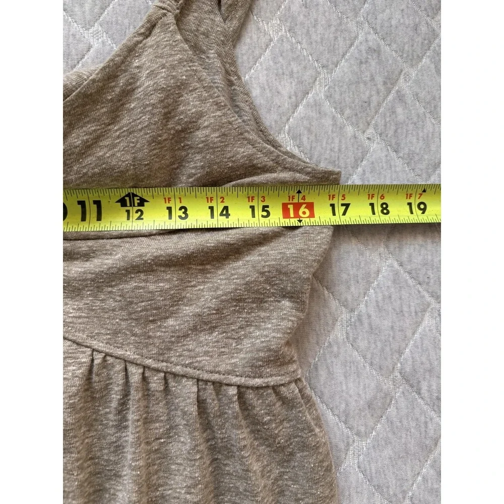 Free People Langley Maxi Dress Womens Small Beige FP Beach Ruffle Tie Back Linen